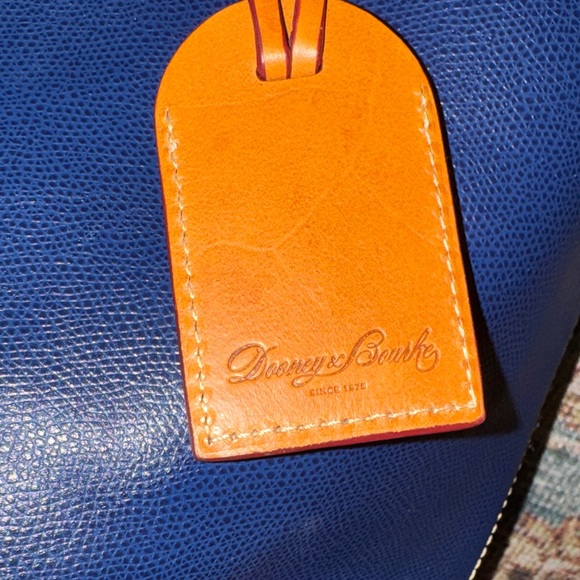 Large Dooney & Bourke Shelby Navy and British Tan Leather Tote Like New - Picture 8 of 15